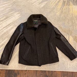 Schott NYC #796 brown wool jacket Size M Cowhide sleeves  with Sheepskin Collar